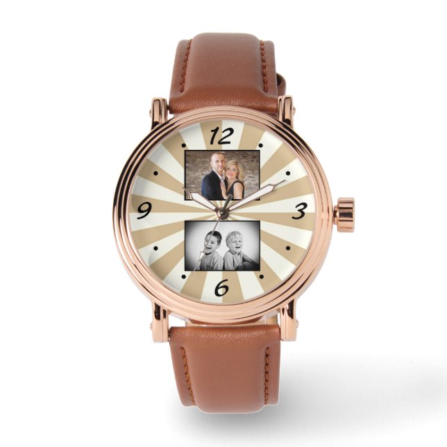 カスタムモダンSun Beam 2フォトコラージュ 腕時計 (正面)