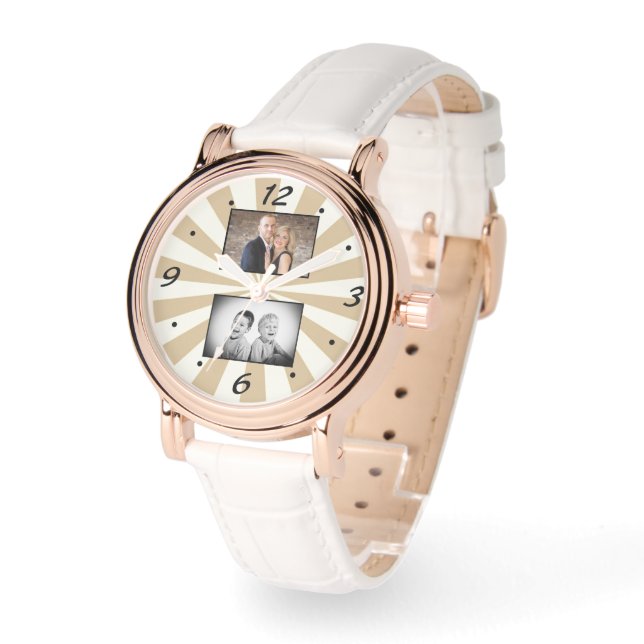 カスタムモダンSun Beam 2フォトコラージュ 腕時計 (傾斜)