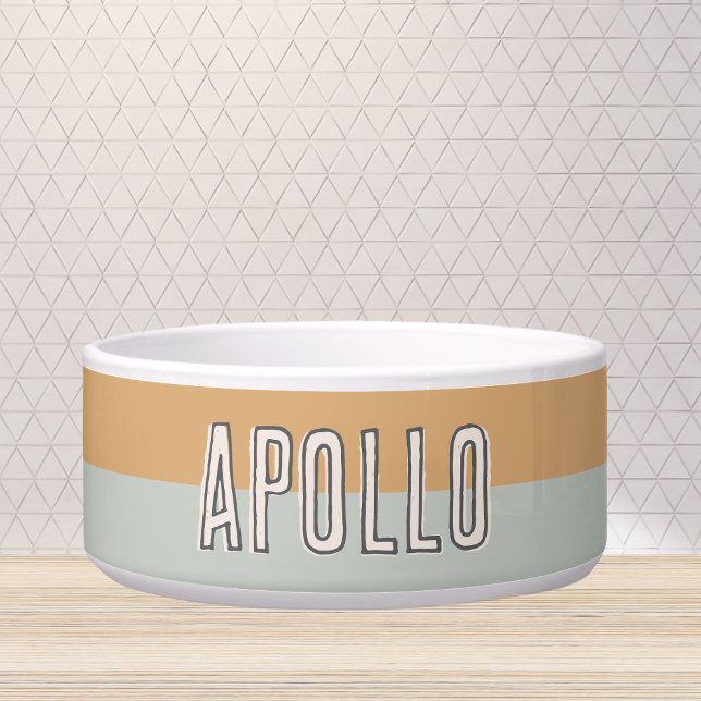 カスタムモダンTwo Tone Pet Name ボウル (Customize this fun, modern dog bowl with your pet's name! )