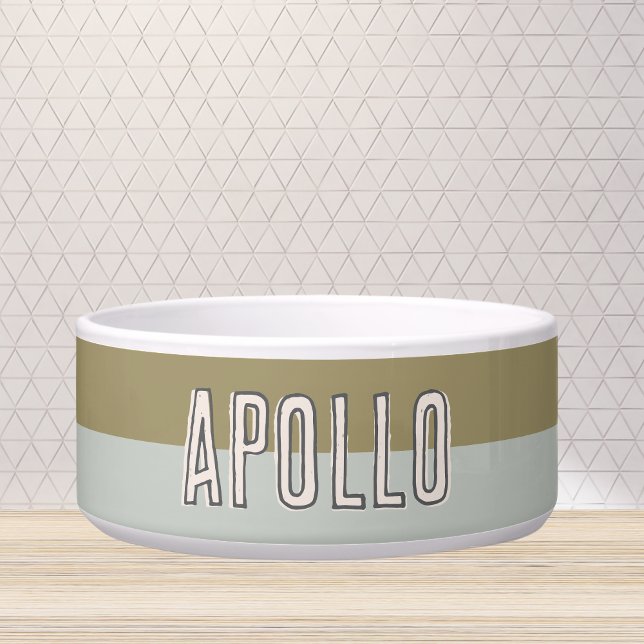 カスタムモダンTwo Tone Pet Name ボウル (Customize this fun, modern dog bowl with your pet's name! )