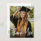 カスタムモダンVertical Photo Graduationありがとう 案内ポストカード (正面/裏面)
