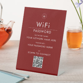 カスタムモダンWi-Fi QRコードサイン ビジネス ロゴ入り 台座サイン