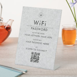 カスタムモダンWi-Fi QRコードサイン ビジネス ロゴ入り 台座サイン