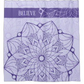 カスタムモノクロムパープルマンダラシャワーカーテン シャワーカーテン (正面)