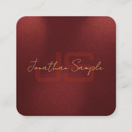 カスタムモノグラエレガントムイニシャル金ゴールドルック文字 スクエア名刺 (正面)