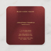 カスタムモノグラエレガントムイニシャル金ゴールドルック文字 スクエア名刺 (裏面)