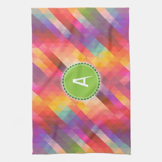 カスタムモノグラカラフルムパターン（の模様が）ある抽象芸術 キッチンタオル (縦)