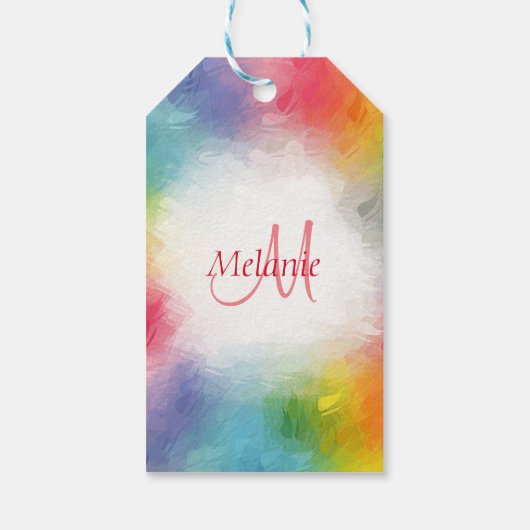 カスタムモノグラカラフルムモダンレインボーテンプレート ギフトタグ (裏面)