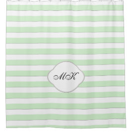カスタムモノグラストライプム(緑) シャワーカーテン