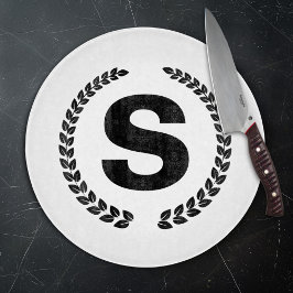 カスタムモノグラムとローレル葉 カッティングボード