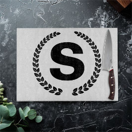 カスタムモノグラムとローレル葉 カッティングボード