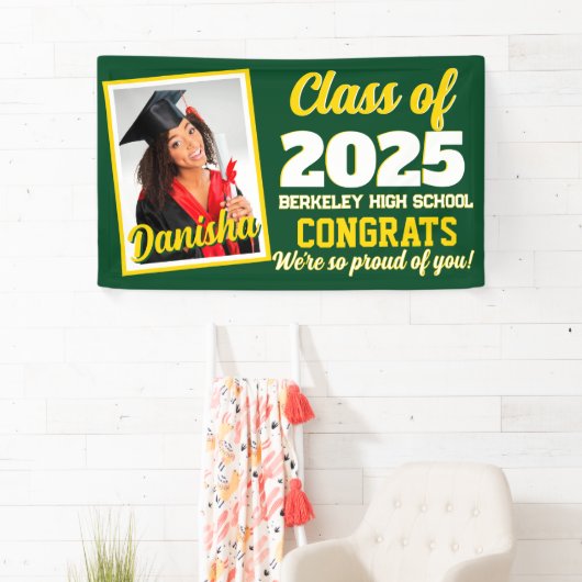 カスタムモノグラムと写真卒業バナー 横断幕 (インサイチュ)