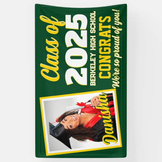 カスタムモノグラムと写真卒業バナー 横断幕 (縦)