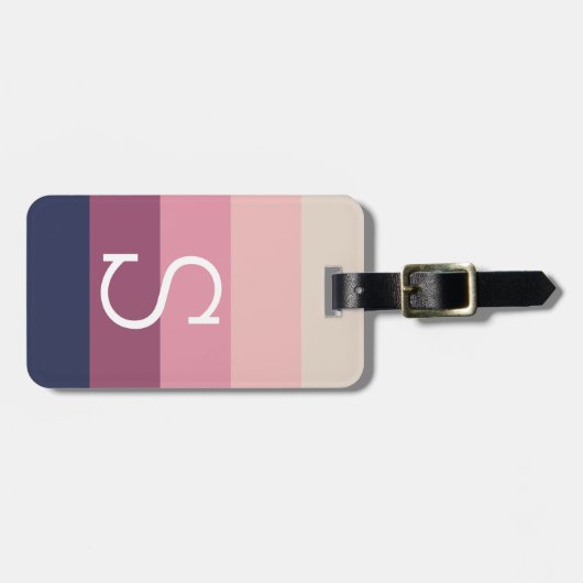 カスタムモノグラムと名はっきりした色のパタストライプーン ラゲッジタグ (正面横)