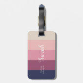 カスタムモノグラムと名はっきりした色のパタストライプーン ラゲッジタグ (裏面縦)