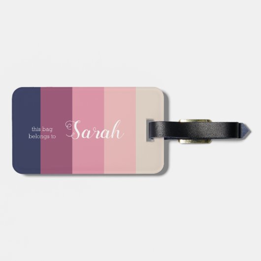 カスタムモノグラムと名はっきりした色のパタストライプーン ラゲッジタグ (裏面横)