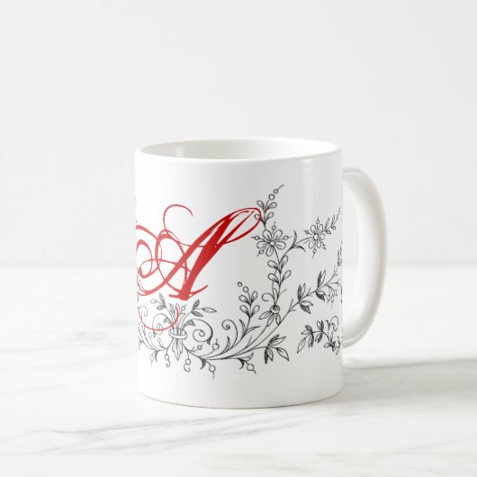 カスタムモノグラムのかわいらしデザインパーソナライズされた コーヒーマグカップ (正面右)
