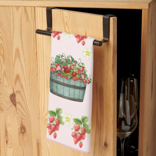 カスタムモノグラムのイチゴ – パーソナライズされた キッチンタオル (三つ折り)