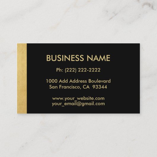 カスタムモノグラムのエレガント金ゴールドブラックイニシャル'B' 名刺 (裏面)