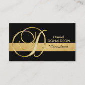 カスタムモノグラムのエレガント金ゴールドブラックイニシャル'D' 名刺 (正面)