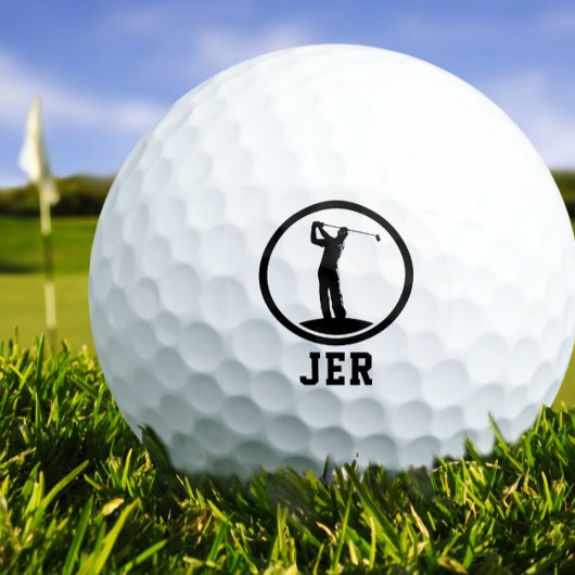 カスタムモノグラムのゴルファーのシルエットスポーツブラック ゴルフボール