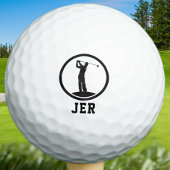 カスタムモノグラムのゴルファーのシルエットスポーツブラック ゴルフボール