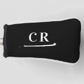 カスタムモノグラムのゴルファーモダンブラック&ホワイト ゴルフヘッドカバー (正面)