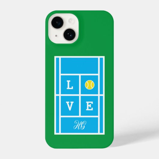 カスタムモノグラムのテニスコートiPhone 14ケース iPhoneケース (裏面)