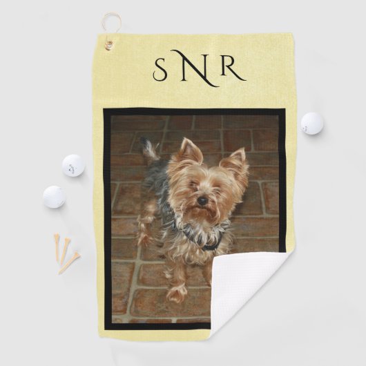 カスタムモノグラムのペットまたは家族の写真 ゴルフタオル (インサイチュ)