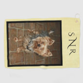 カスタムモノグラムのペットまたは家族の写真 ゴルフタオル (横)