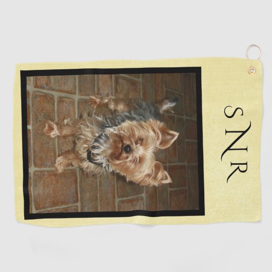 カスタムモノグラムのペットまたは家族の写真 ゴルフタオル (横)