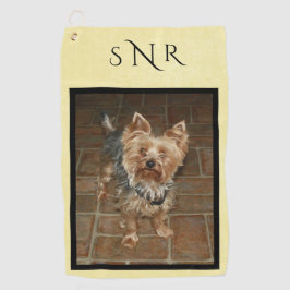 カスタムモノグラムのペットまたは家族の写真 ゴルフタオル