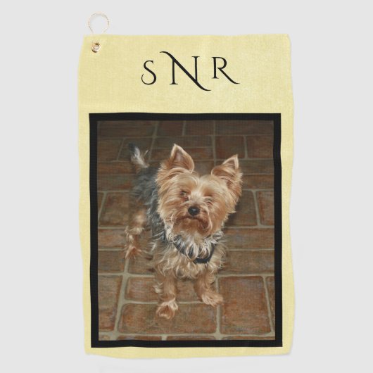 カスタムモノグラムのペットまたは家族の写真 ゴルフタオル (正面)