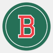 カスタムモノグラムのレトロはっきりしたグリーンレッド ラウンドシール (正面)