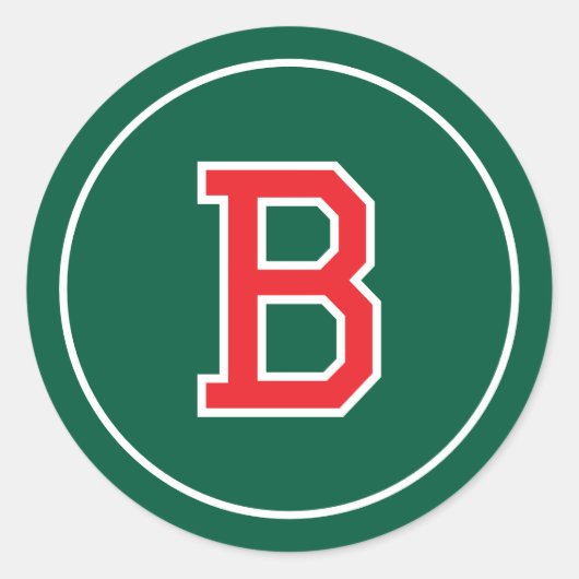 カスタムモノグラムのレトロはっきりしたグリーンレッド ラウンドシール (正面)