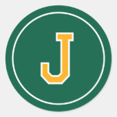 カスタムモノグラムのレトロはっきりしたグリーン金ゴールド ラウンドシール (正面)