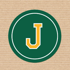 カスタムモノグラムのレトロはっきりしたグリーン金ゴールド ラウンドシール