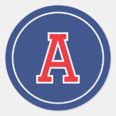 カスタムモノグラムのレトロはっきりしたネイビーブルーレッド ラウンドシール (正面)