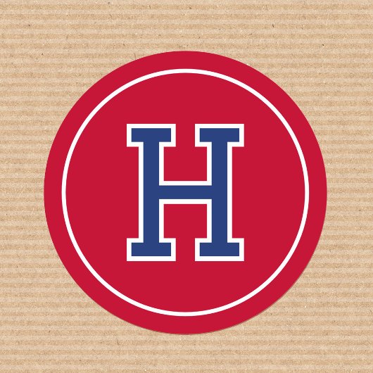 カスタムモノグラムのレトロはっきりしたネイビーレッド ラウンドシール