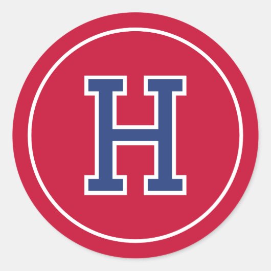 カスタムモノグラムのレトロはっきりしたネイビーレッド ラウンドシール (正面)