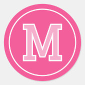 カスタムモノグラムのレトロはっきりしたピンク ラウンドシール (正面)