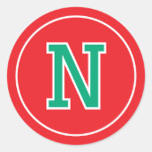 カスタムモノグラムのレトロはっきりしたレッド・グリーン ラウンドシール (正面)