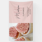 カスタムモノグラムのロゴフォトピンクベーカリー事業 横断幕 (縦)