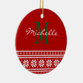 カスタムモノグラムの丸クリスマスツリーオーナメント セラミックオーナメント (右)