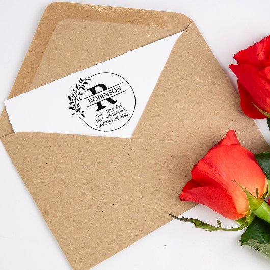 カスタムモノグラムの家族差出人住所 ラバースタンプ