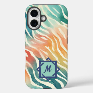 カスタムモノグラムの水の色 iPhone 16ケース