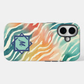 カスタムモノグラムの水の色 Case-Mate iPhoneケース (裏面 (横))