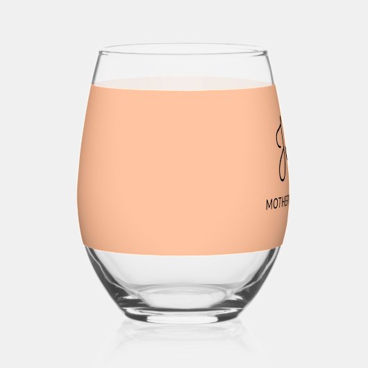 カスタムモノグラムの結婚の母 ステムなしワイングラス (右)