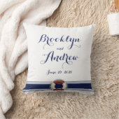 カスタムモノグラムの航海の白結婚柱 クッション (ブランケット)