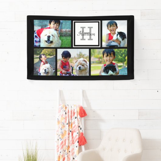 カスタムモノグラムの 5フォトモザイク写真コラージュ 横断幕 (インサイチュ)